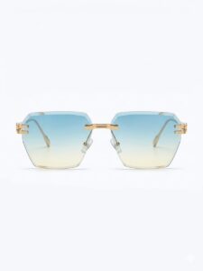 Gradient Hexagon Rimless Sunglasses