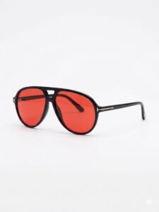 red lens bold aviator sunglasses