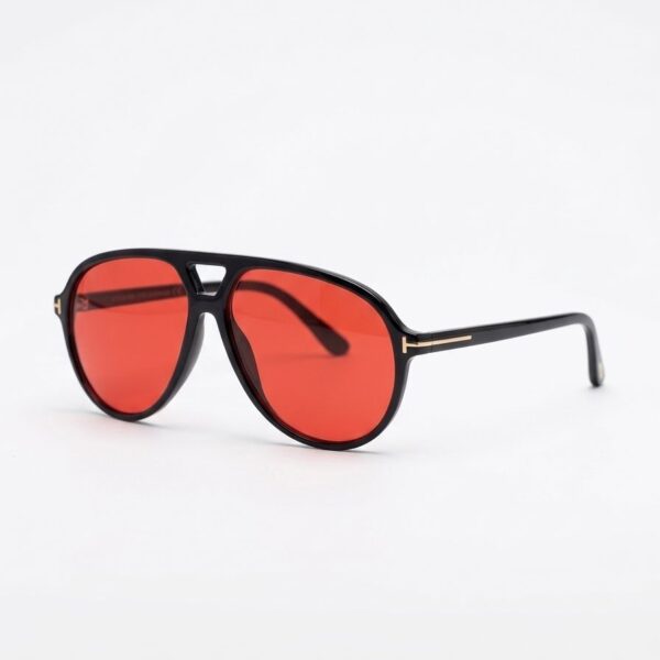 red lens bold aviator sunglasses