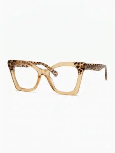 beige leopard cat eye glasses